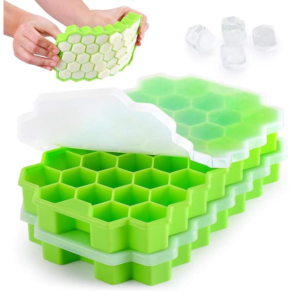 Ice Cube Trays, 3 Pack Bpa Free Silica Ice Block Trays With Lid, Ball, Cube  And Hexagon Ice Shape, Flexible, Reusable, Ice Cube Mold For Whi