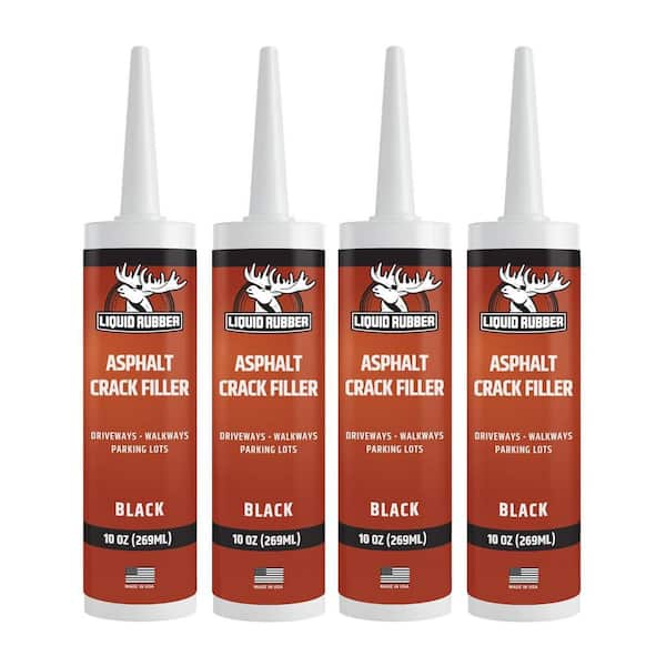 Asphalt Crack Filler 10 oz. Self-Leveling Waterproof Sealant for Driveways and Walkways-Black (4-Pack)