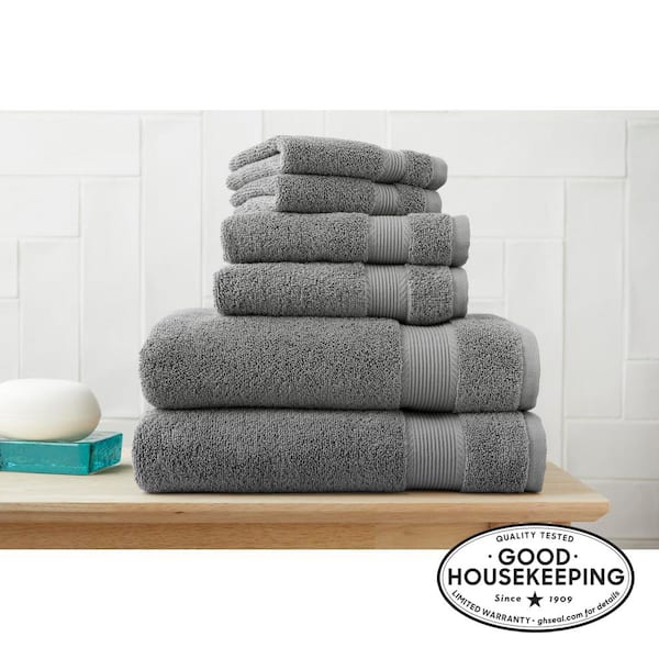 StyleWell 6-Piece HygroCotton Bath Towel Set in Stone Gray