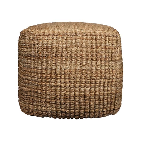 Unbranded Farmhouse Transitional Solid Natural Indoor Hand Made Jute Pouf