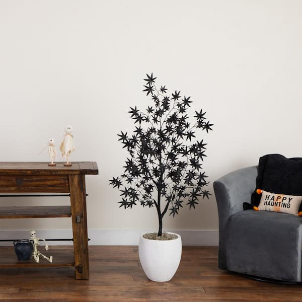 4 ft. Artificial Halloween Eerie Black Maple Tree