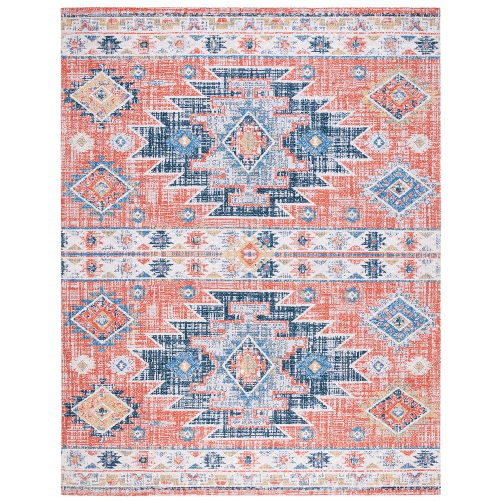 Rust Black Aztec Rug SAFAVIEH Classic Vintage 9 ft. x 12 ft. Blue/Rust Aztec Distressed Area ...