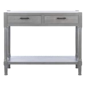 Filbert 13 in. White Washed Gray Rectangle Wood Console Table with Drawer