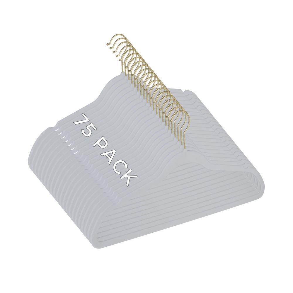 75 Pack Slim Velvet Gold Hook Hangers in White price history on PriceWatchPro