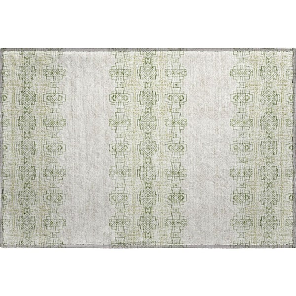 Addison Rugs Mayfield Premium Machine Washable Abstract AMF970 Green 1 ft. 8 in. x 2 ft. 6 in. Area Rug