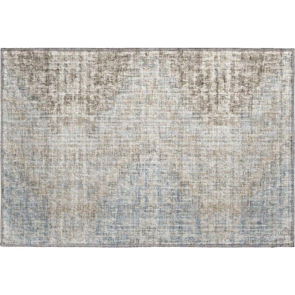 Mayfield Premium Machine Washable Abstract AMF1996 Putty 2 ft. x 3 ft. Accent Rug