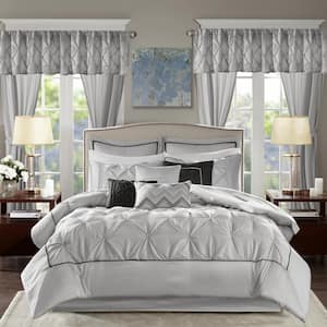 Loretta Grey Polyester Queen Comforter Set