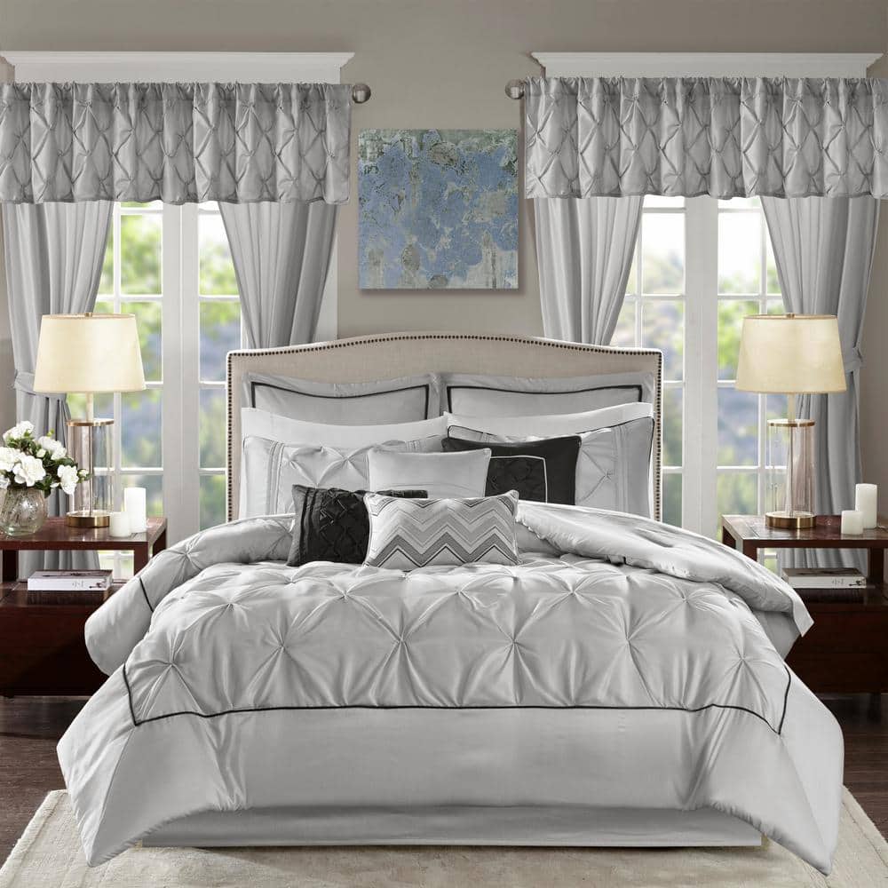 Gray King Microfiber 24-Piece Bed in a Bag Set