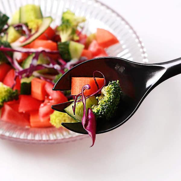 Black Disposable Serving Utensils Set Heavy Duty 72-Pieces Including Tongs Spoons Forks Food Grade Plastic