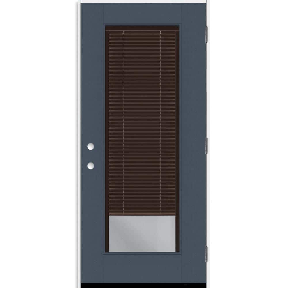 Legacy 32 in. x 80 in. Full Lite Clear Glass Mocha Miniblind LHOS Dark Denim Fiberglass Prehung Door w/6-9/16 in. Jamb price history on PriceWatchPro