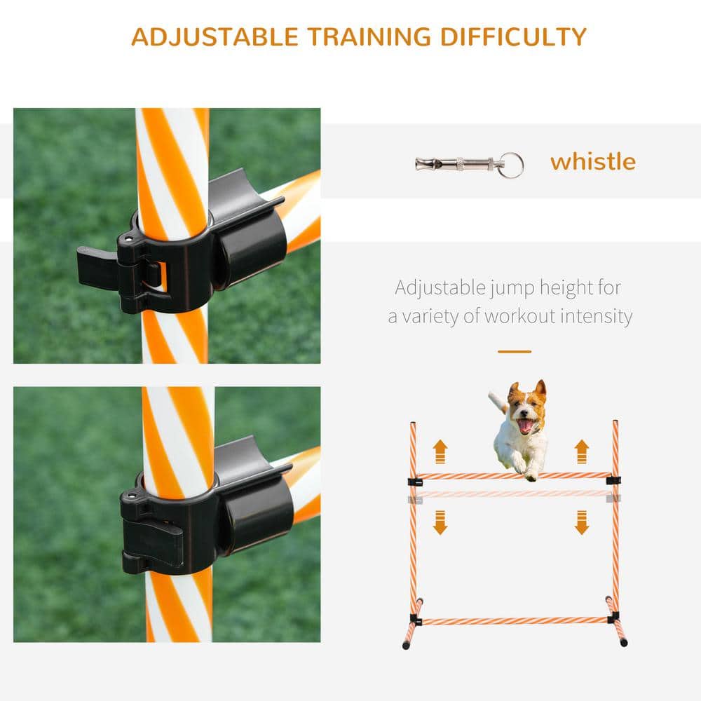 Adjustable Orange and White Dog Agility Training Set