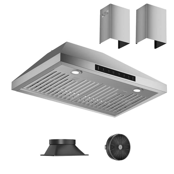 VIKIO 30 in. 763 CFM Convertible Wall Mount Range Hood in Stainless Steel with Mesh Filters and Lights