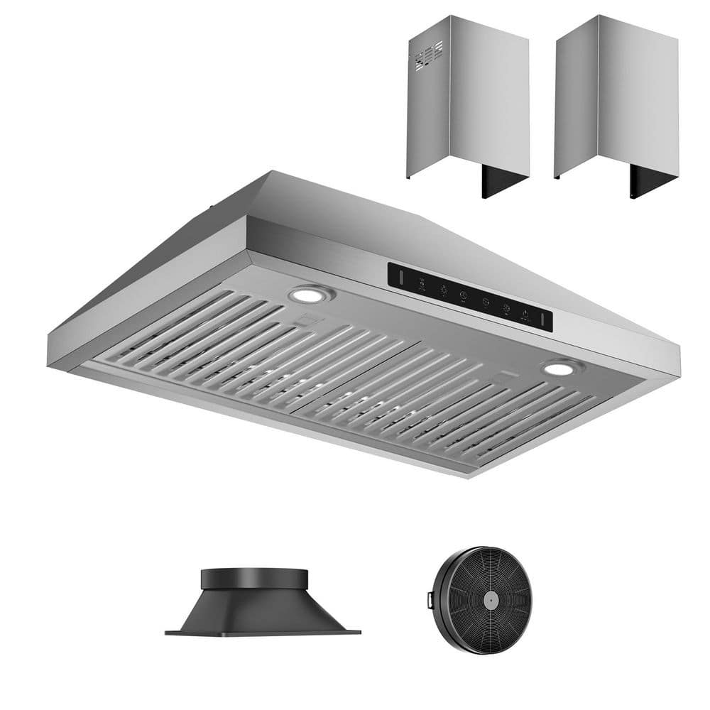 30 in. 763 CFM Convertible Wall Mount Range Hood in Stainless Steel with Mesh Filters and Lights