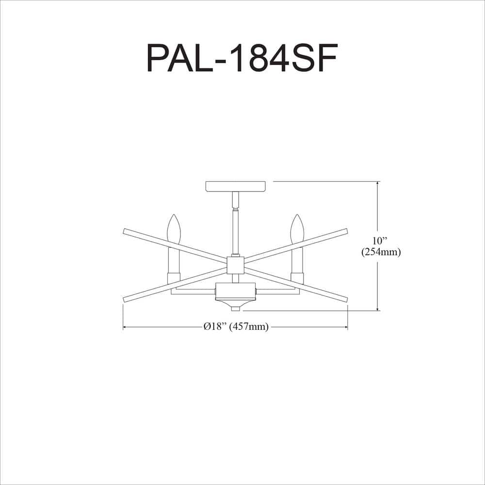 Paloma 18" Matte Black and Chrome Semi-Flush Mount Light