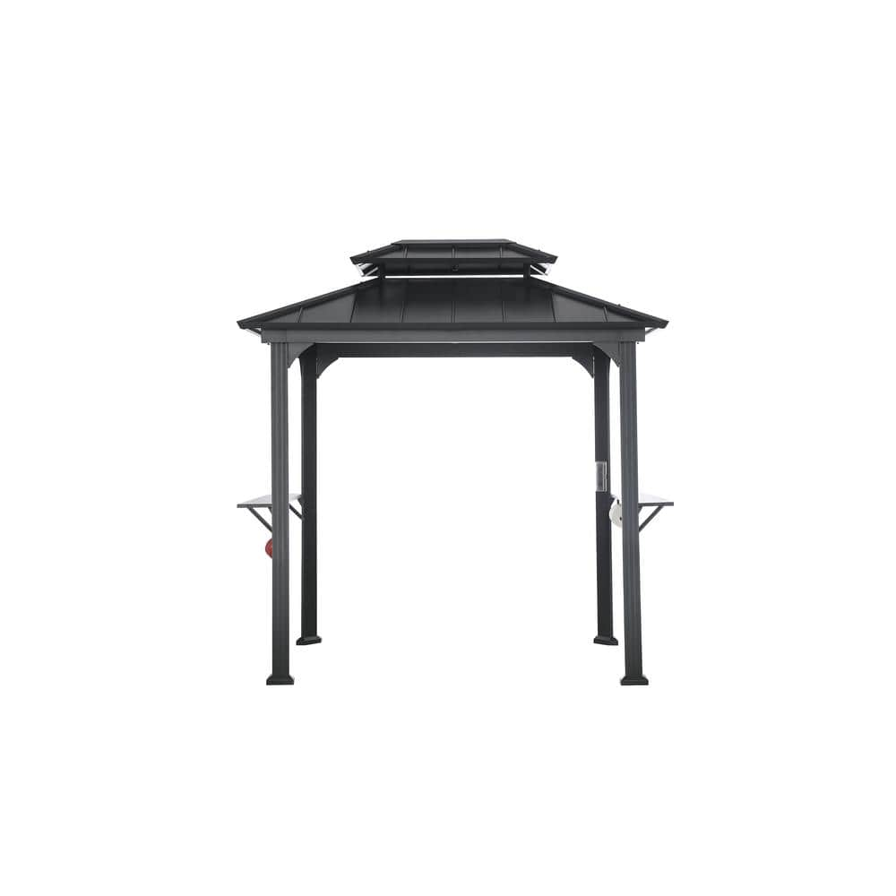 Lifesmart Ultra Series 6 ft. x 8 ft. Black Aluminum Hard Top Grill Gazebo