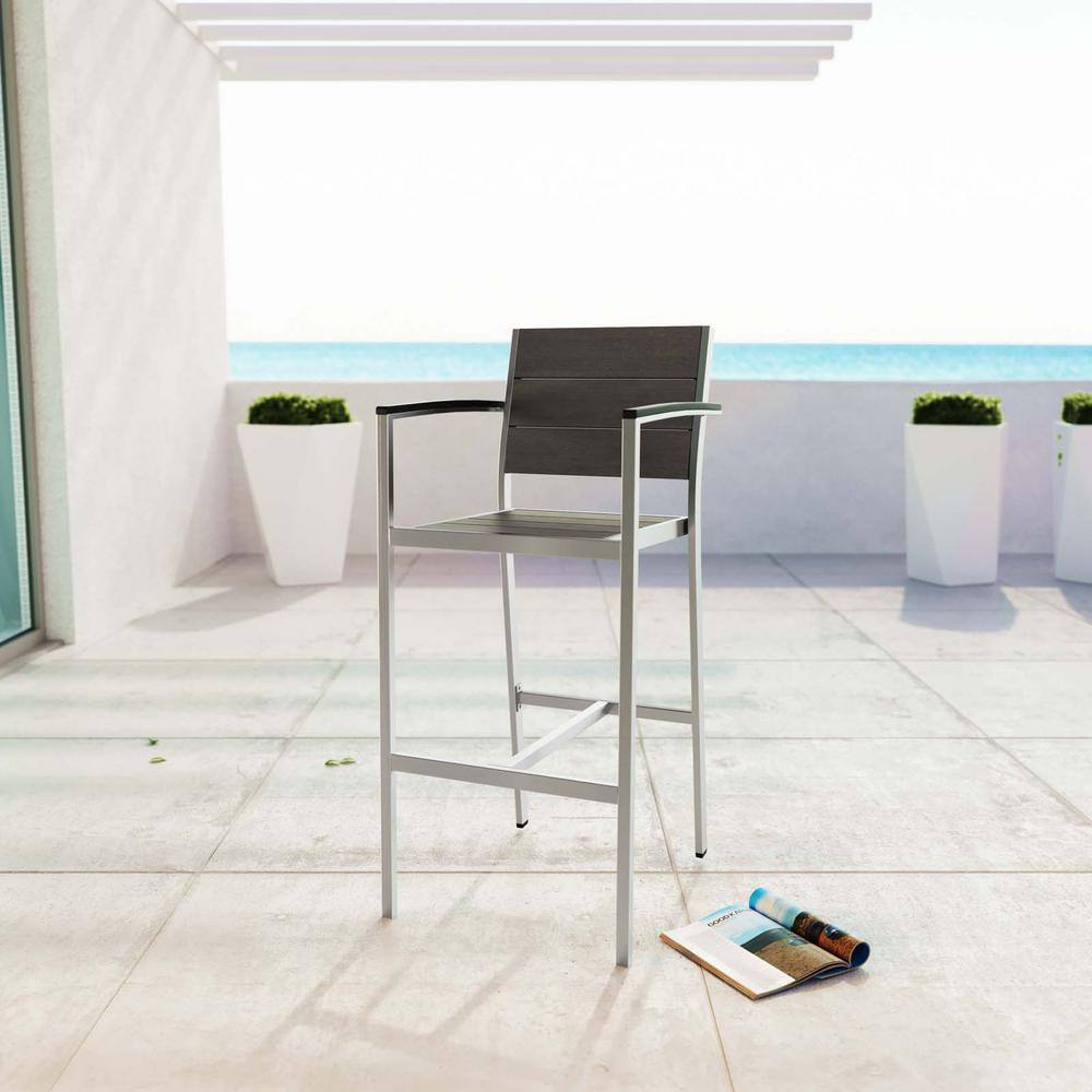 Shore Silver Gray Aluminum Outdoor Patio Dining Chair