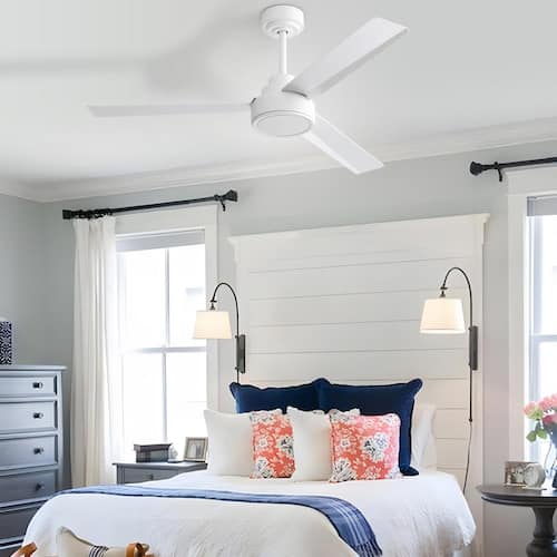 52 in. Indoor/Outdoor Modern White Downrod Ceiling Fan without Lights, 6-Speed Remote Control Ceiling Fans Without Lights