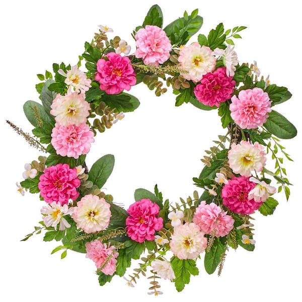 22" Pretty Pink Artificial Peony Wreath