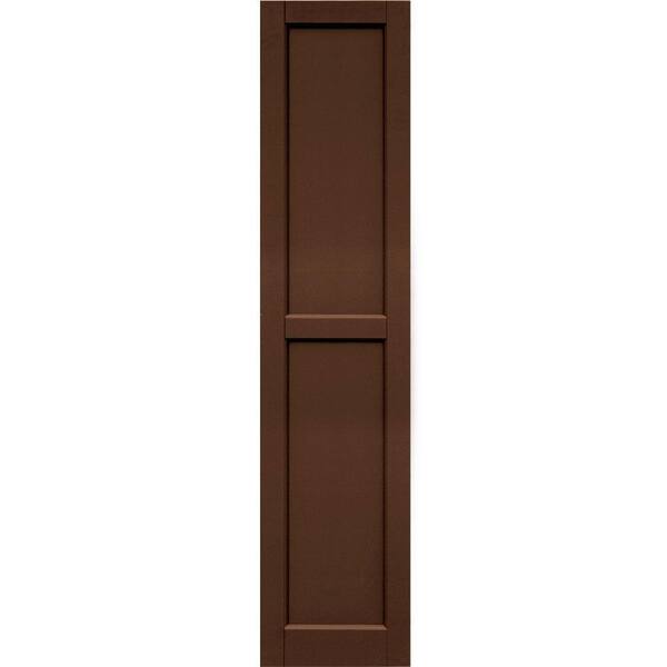 Winworks Wood Composite 15 in. x 67 in. Contemporary Flat Panel Shutters Pair #635 Federal Brown