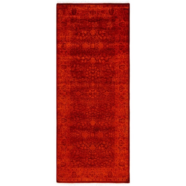 Overdyed Orange 3 ft. x 7 ft. Solid Wool Indoor Runner Rug