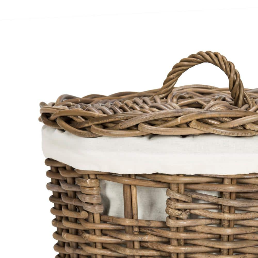 Natural Brown Rattan Laundry Baskets with Removable Lids