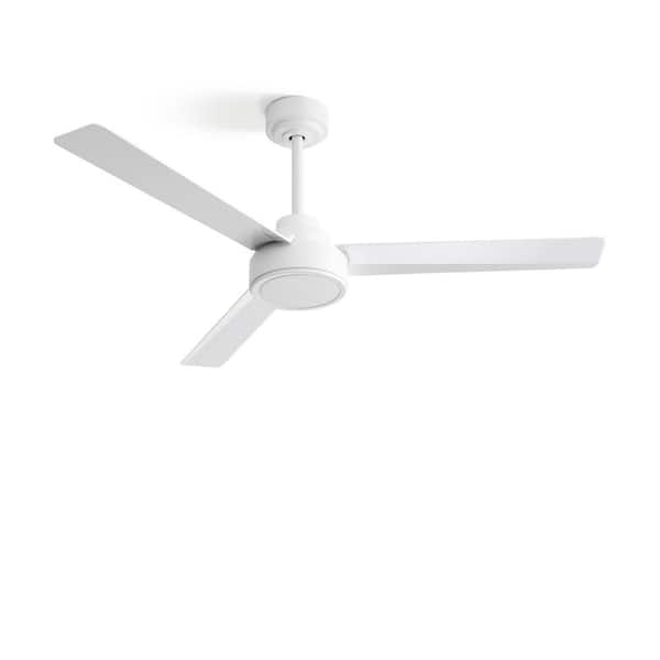 Unbranded 52 in. Indoor/Outdoor Ceiling Fan without Light 3 ABS Blades with Remote Control 6-Speed Reversible DC Motor White
