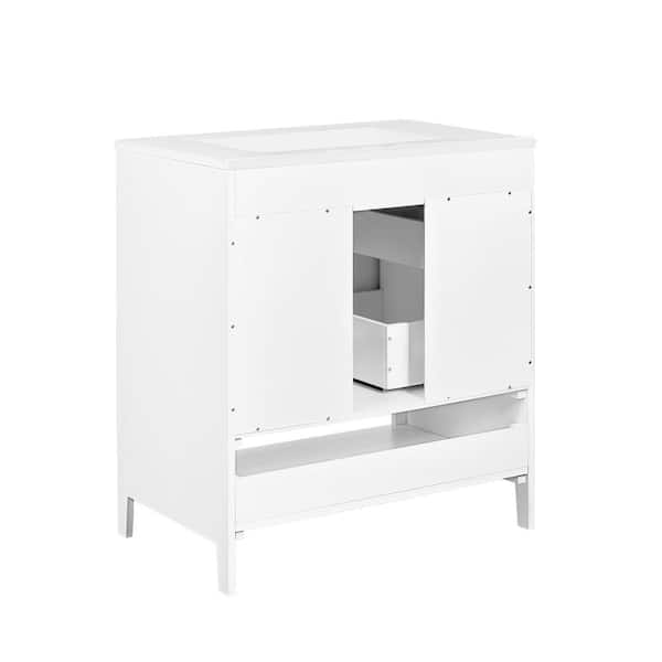 Sarlai 18.30 in. W White Bath Vanity with Ceramic Sink Top