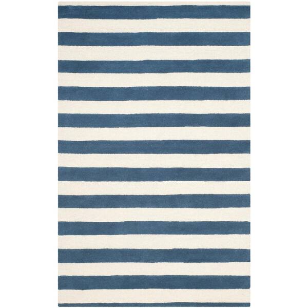 SAFAVIEH Cambridge Navy/Ivory 8 ft. x 10 ft. Striped Area Rug CAM154B8