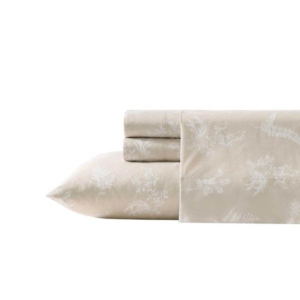 Foliage 3-Piece Beige Microfiber Twin Sheet Set