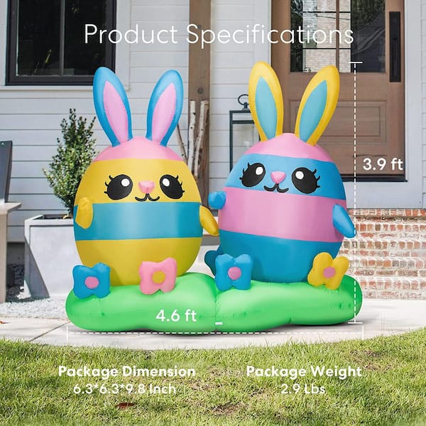 8 FT Easter Inflatables Outdoor Decorations Bunny with store Eggs,Built-in LED Lights