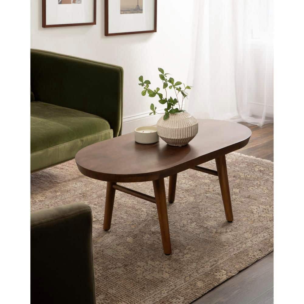 Kate and Laurel Conan 38 in. Walnut Brown Oval Solid Wood Coffee