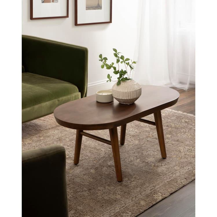 Kate and Laurel Conan 38 in. Walnut Brown Oval Solid Wood Coffee Table
