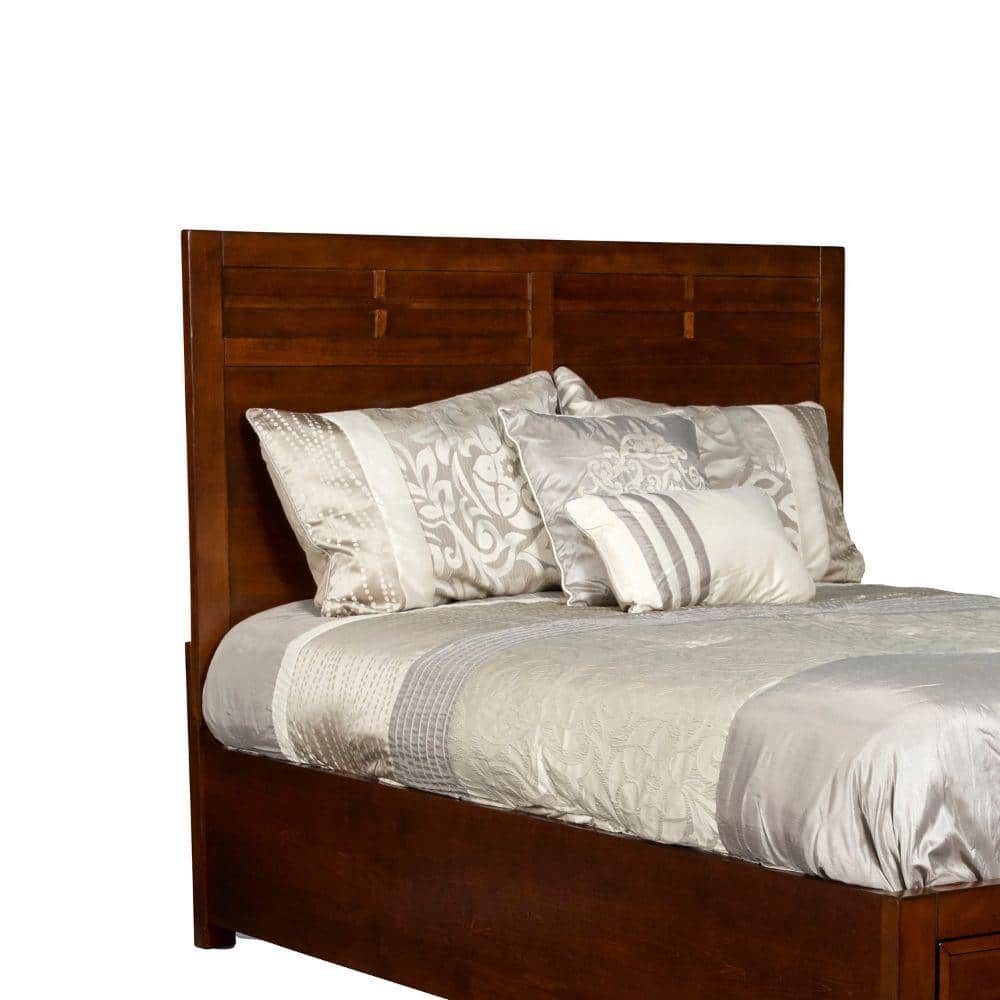 Benjara 2.13 in. Cherry Brown Panel Design Twin Size Wooden Headboard