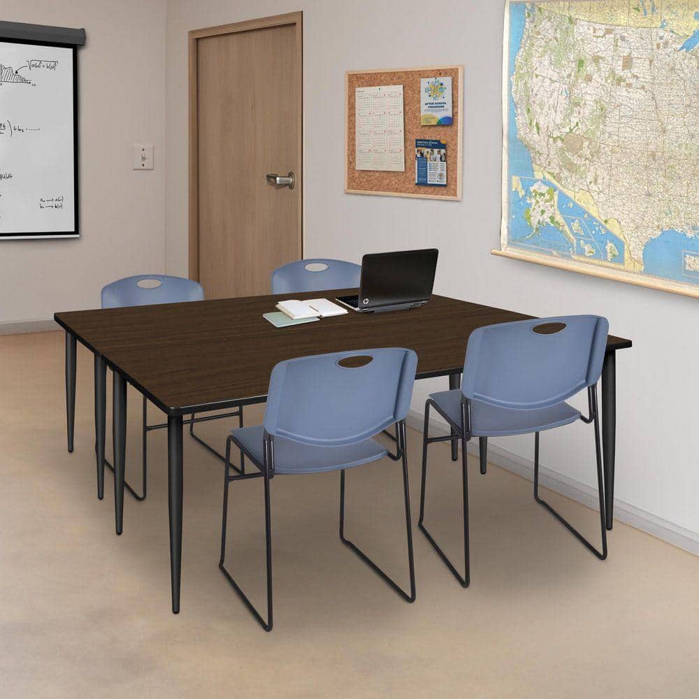 Kahlo 72 in. x 24 in. Neo Walnut Top Training Seminar Table Desk, Black Tapered Legs