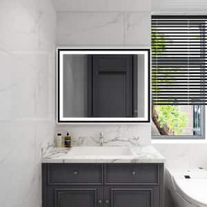 40 in. W x 32 in. H Large Rectangular Framed Anti-Fog Back Light LED Wall-Mounted Bathroom Vanity Mirror
