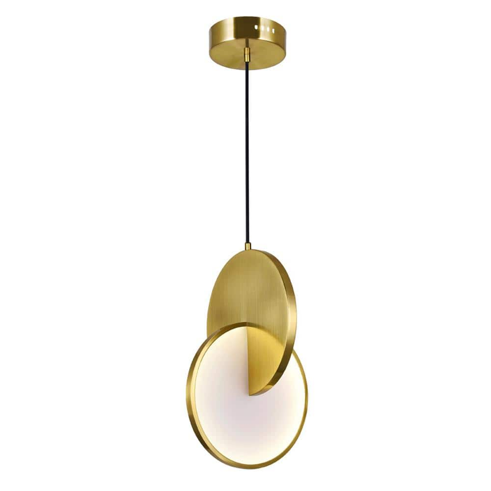 CWI Lighting Tranche LED Mini Pendant With Brushed Brass Finish