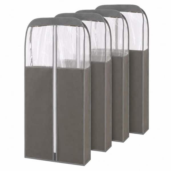Clear Garment Bag, 60 in. Height, 15 in. Gusseted, Dustproof Sealed Cover with Heavy-Duty Side Zipper, 4-Pack
