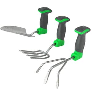 3-Piece Ergonomic Garden Tool Set in Green