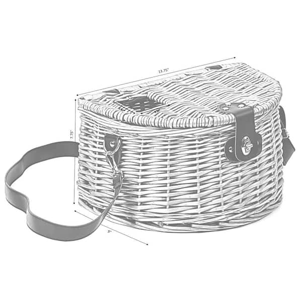 Fishing Creel Basket, Wicker Picnic Basket, Carrying Basket with Lid &  Strap