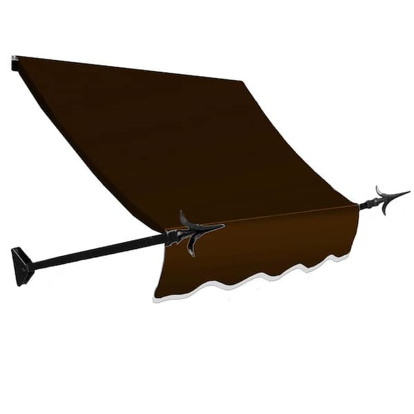 7.38 ft. New Orleans Fixed Awning 88.5 in. W x 24 in. H x 16 in. D Acrylic Fabric in Brown