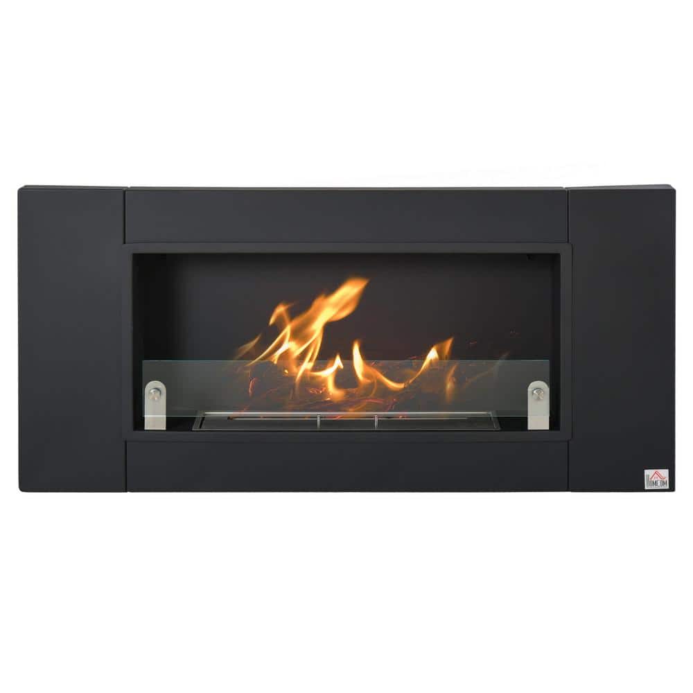 43.25 in. Wall-Mounted Stainless Steel Ventless Ethanol Fireplace Heater with Tempered Glass for Living Room, Black price history on PriceWatchPro