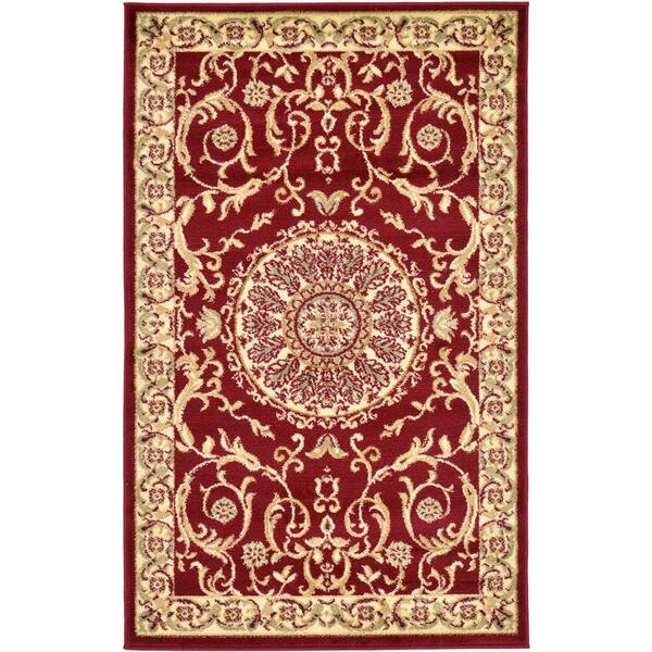 Unique Loom Versailles Napoleon Red 3' 3 x 5' 3 Area Rug