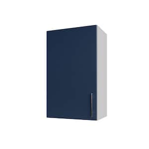 Miami Sapphire Blue Matte 18 in. W x 30 in. D x 12 in. H Flat Panel Stock Assembled Wall Kitchen Cabinet