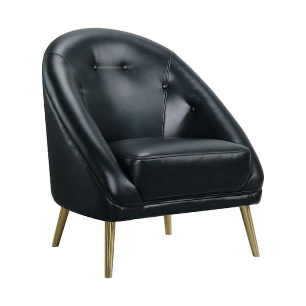 Picket House Furnishings Taya Arm Chair with Gold Legs In Black