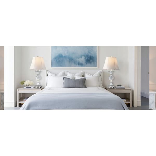 25 in. Glass Table Lamps Set of 2, 3-Way Dimmable Touch Control Bedside Lamp w/ USB A plus C Ports Silver Bulbs Included