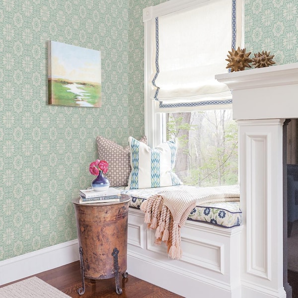 Chesapeake Hessle Aqua Floral Aqua Wallpaper Sample