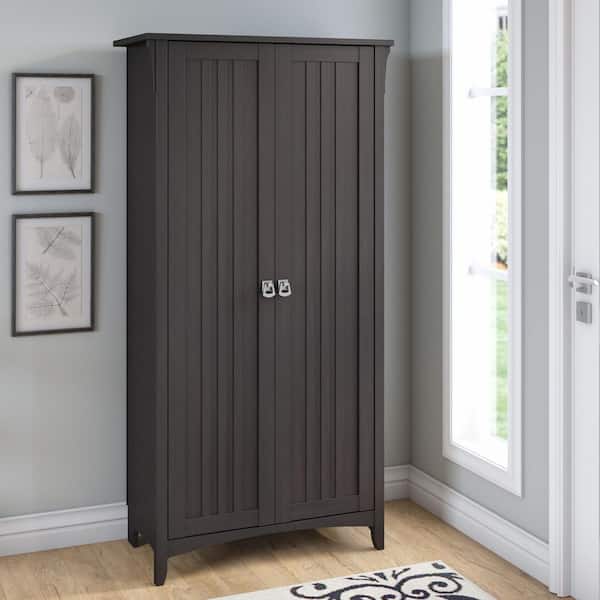 Bush Furniture Salinas Vintage Black 62.95 in. Accent Storage Cabinet with Doors and Adjustable Shelves