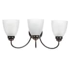 Hamilton 3-Light Oil Rubbed Bronze Vanity Light with Frosted Glass Shades