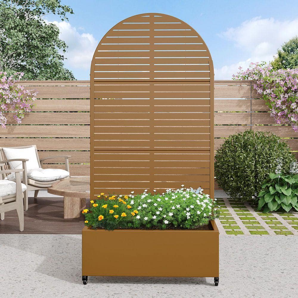 PexFix 72 in. H x 35 in. W Arch Brown Outdoor Metal Privacy Screen