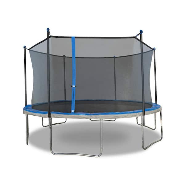 Unbranded Trujump 14 ft. Trampoline with 6-Pole Enclosure in Blue